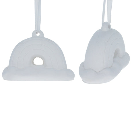 Set of 2 Blank Unfinished White Plaster 3D Rainbow Christmas Ornaments DIY Craft 3.5 Inches in White color