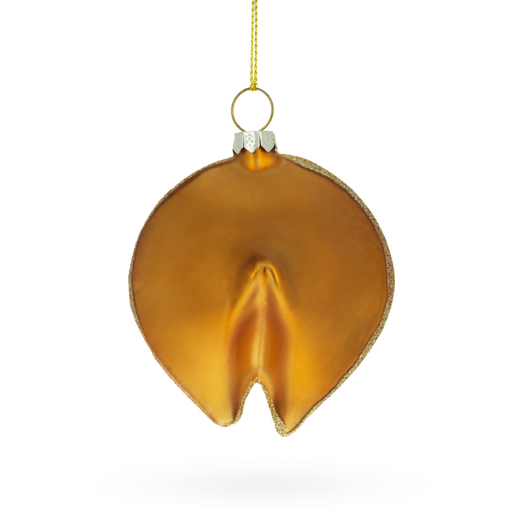 Glass Fortune Cookie Glass Christmas Ornament in Gold color