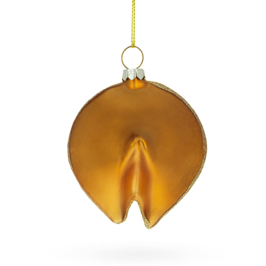 Fortune Cookie Glass Christmas Ornament in Gold color