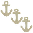 Wood Set of 3 Unfinished Wooden Anchor Shape Cutout DIY Craft 4.25 Inches in Beige color