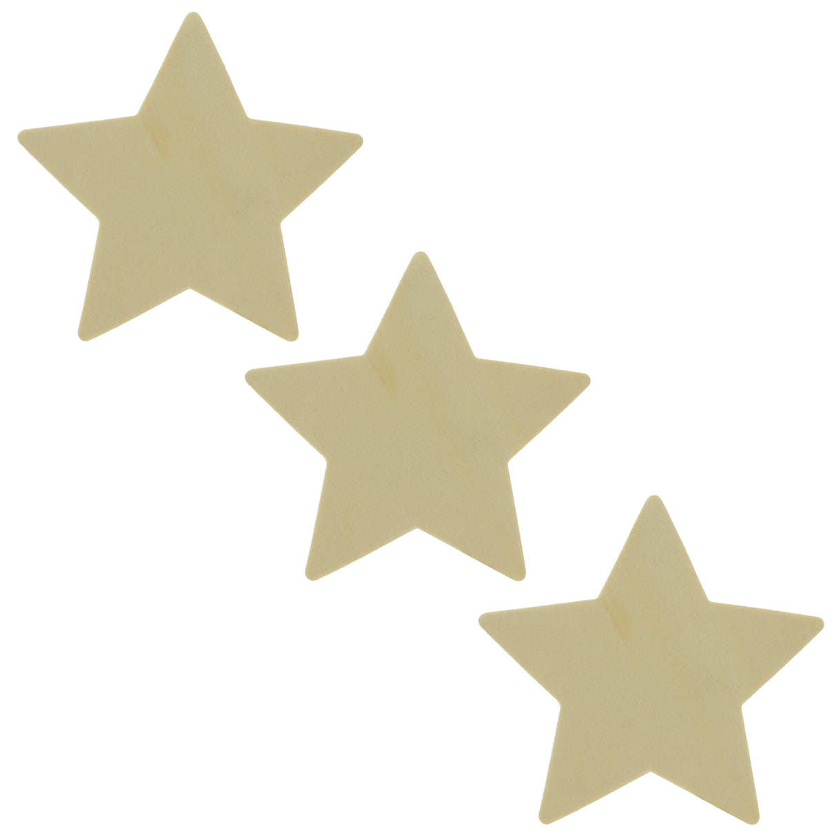 Set of 3 Unfinished Wooden Star Shape Cutout DIY Craft 3.5 Inches in Beige color, Star shape