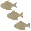 Wood Set of 3 Unfinished Wooden Fish Shape Cutout DIY Craft 3.5 Inches in Beige color