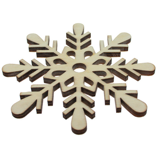 Unfinished Wooden Classic Snowflake Shape Cutout DIY Craft 4.2 Inches in Beige color,  shape