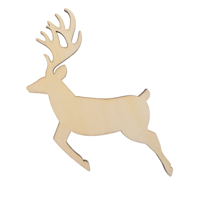 Unfinished Wooden Deer Shape Cutout DIY Craft 4.35 Inches in Beige color