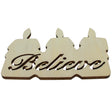 Unfinished Wooden Candle Shape with Text "Believe" Cutout DIY Craft 4.8 Inches in Beige color,  shape