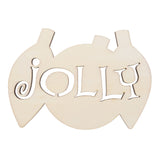 Unfinished Wooden Multiple Ornament Shape with Text "Jolly" text Cutout DIY Craft 5 Inches in Beige color