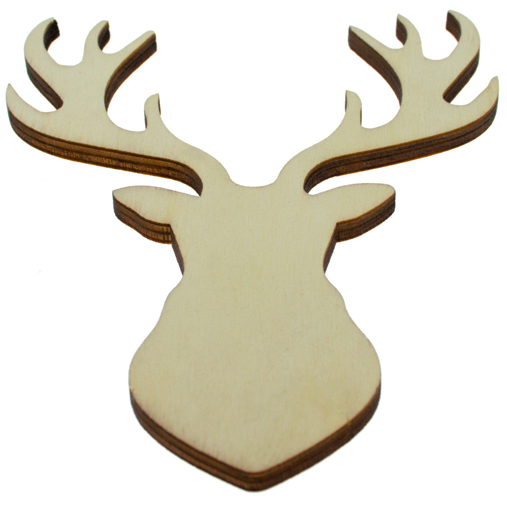 Wood Unfinished Wooden Buck Deer Shape Cutout DIY Craft 4.7 Inches in Beige color