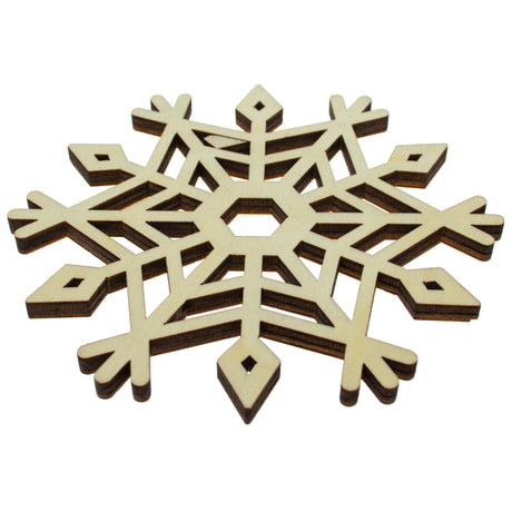 Wood Unfinished Wooden Snowflake Shape Cutout DIY Craft 4.1 Inches in Beige color