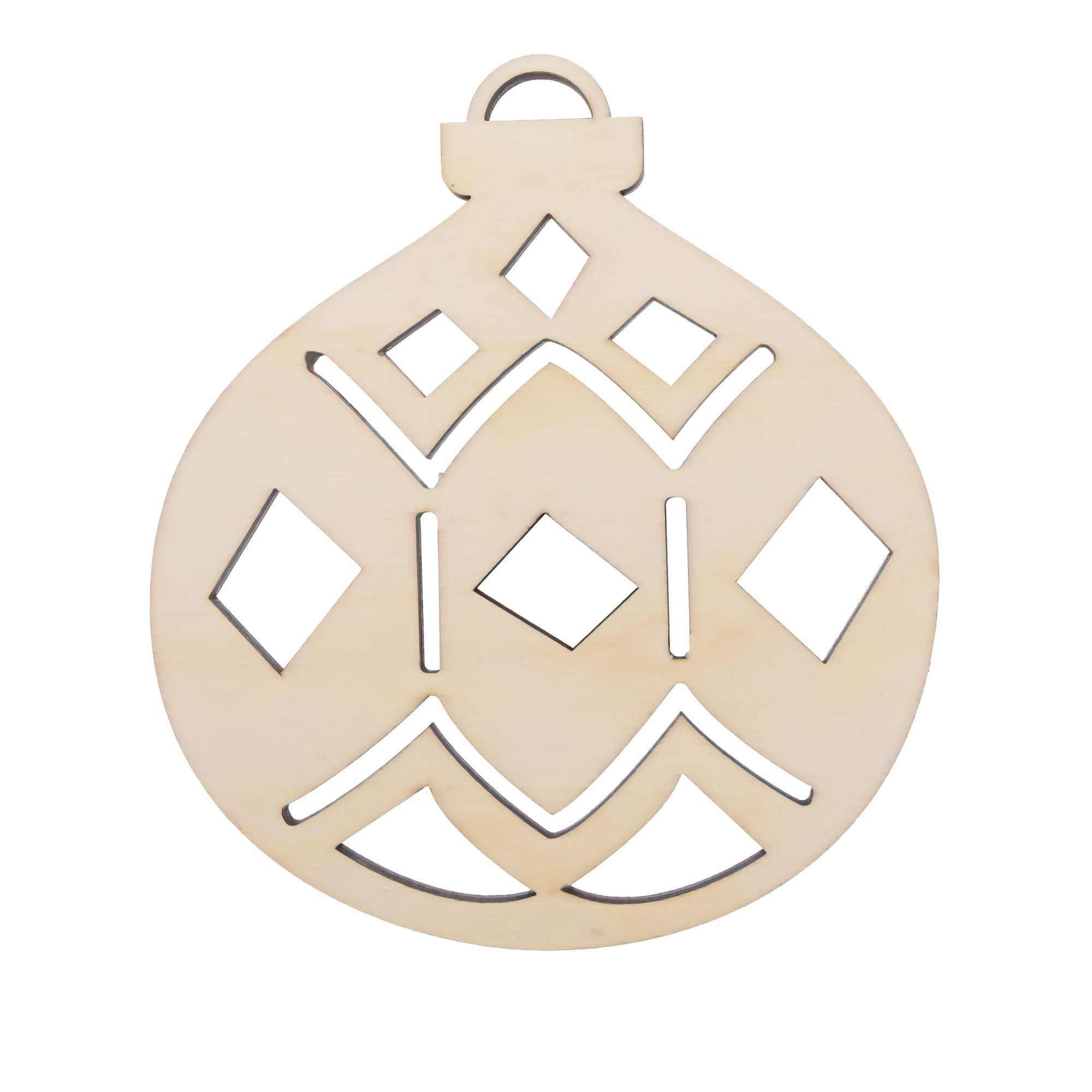 Unfinished Wooden Geometric Christmas Ornament Shape Cutout DIY Craft 4.7 Inches in Beige color Round