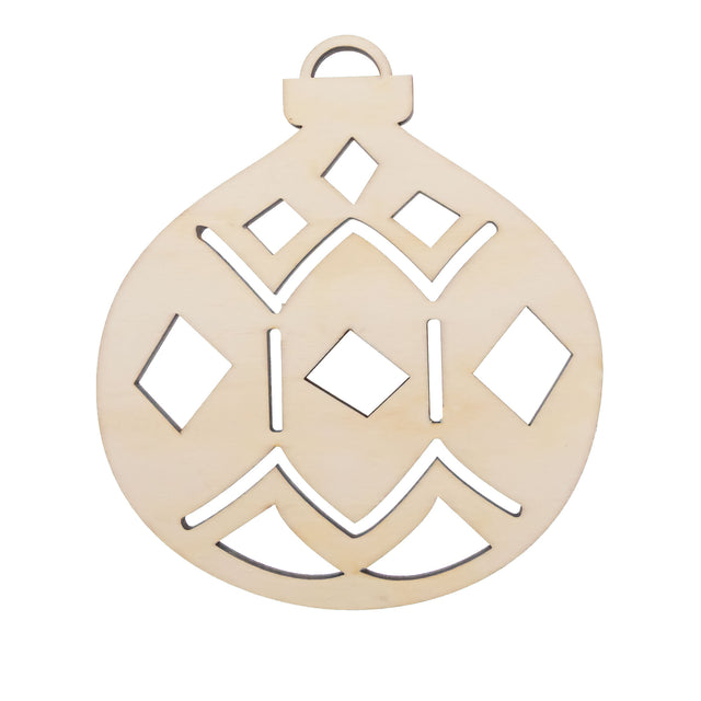 Unfinished Wooden Geometric Christmas Ornament Shape Cutout DIY Craft 4.7 Inches in Beige color Round