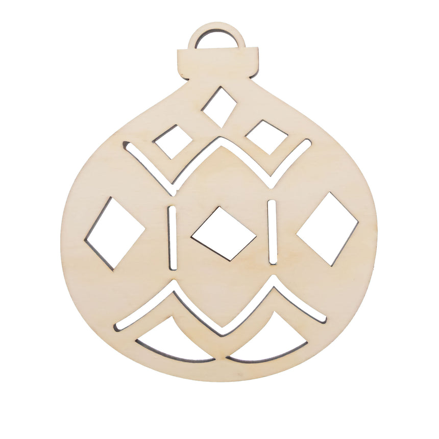 Unfinished Wooden Geometric Christmas Ornament Shape Cutout DIY Craft 4.7 Inches in Beige color Round
