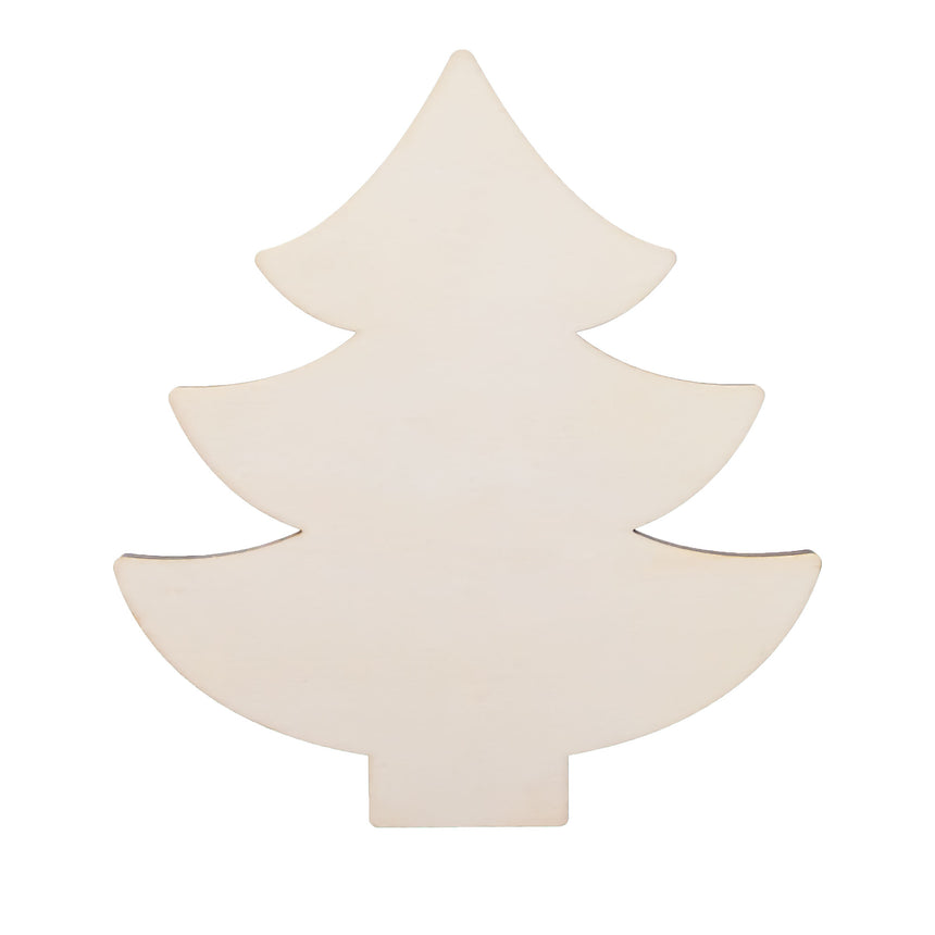 Unfinished Wooden Christmas Tree Shape Cutout DIY Craft 4.6 Inches in Beige color Triangle