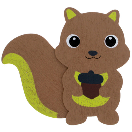 Wood Wooden Squirrel Shape Cutout DIY Craft 4.1 Inches in Brown color