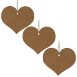 3-Inch Unpainted Unfinished Paper Flat Heart Shaped Christmas Ornaments: Set of 3 in Brown color, Heart shape