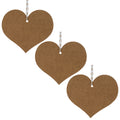 Set of 3 Kraft Paper Heart Shapes with Strings DIY Cutout Decorations 3 Inches in Brown color Heart