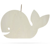 Unfinished Wooden Whale Shape Cutout DIY Craft Ornament 14.5 Inches in Beige color