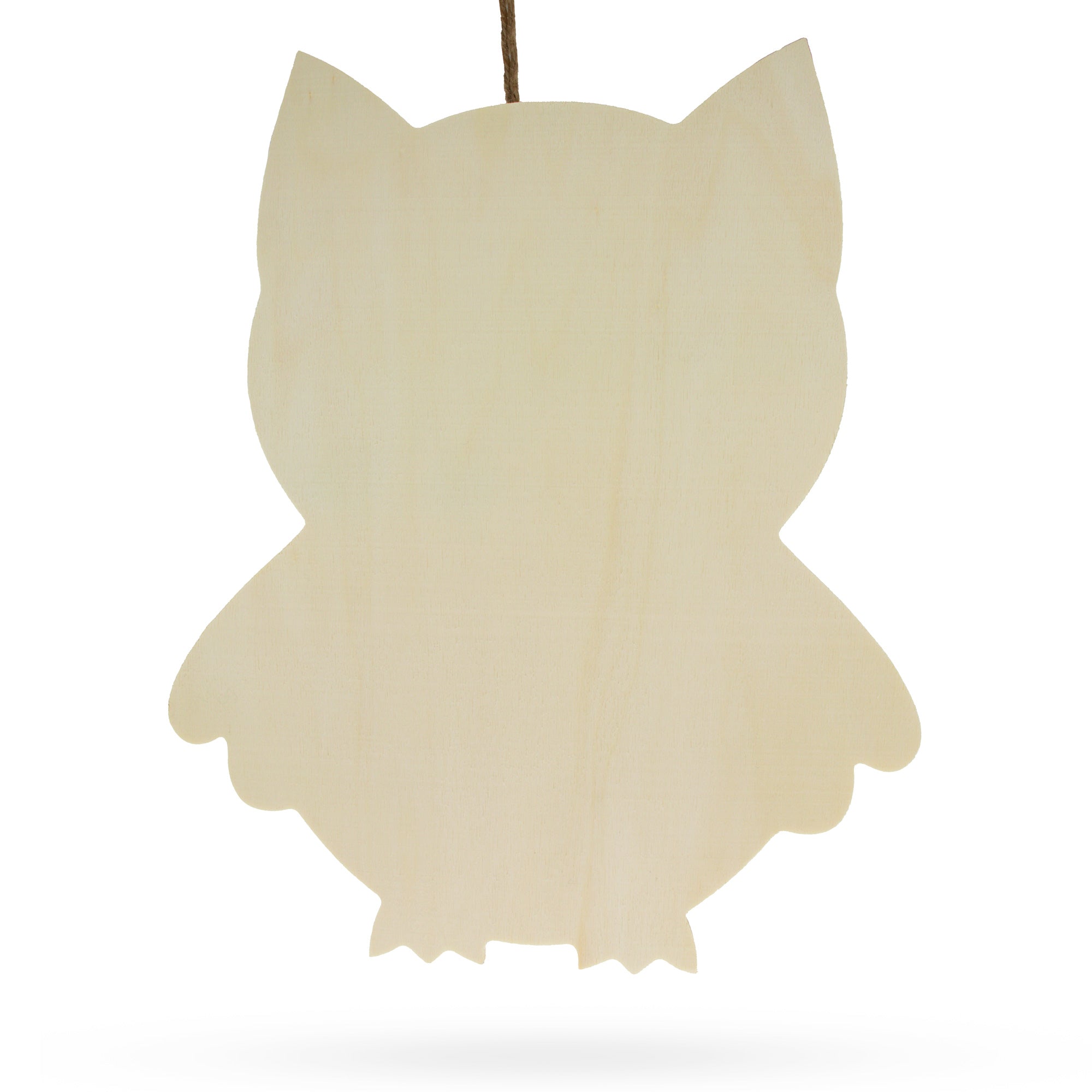Unfinished Wooden Owl Shape Cutout DIY Craft 11 Inches in Beige color