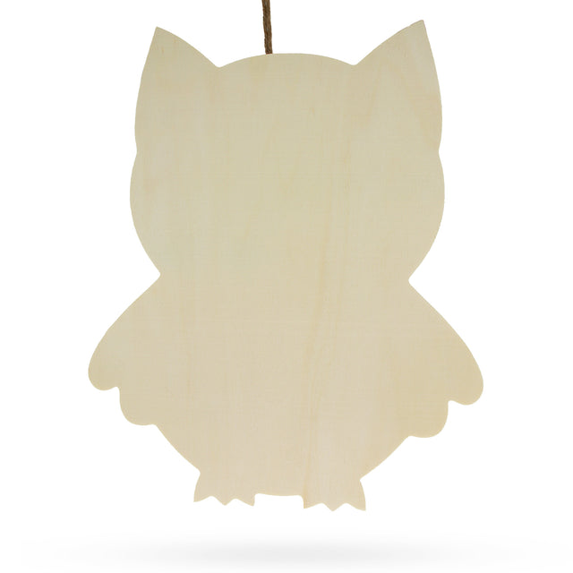 Unfinished Wooden Owl Shape Cutout DIY Craft 11 Inches in Beige color