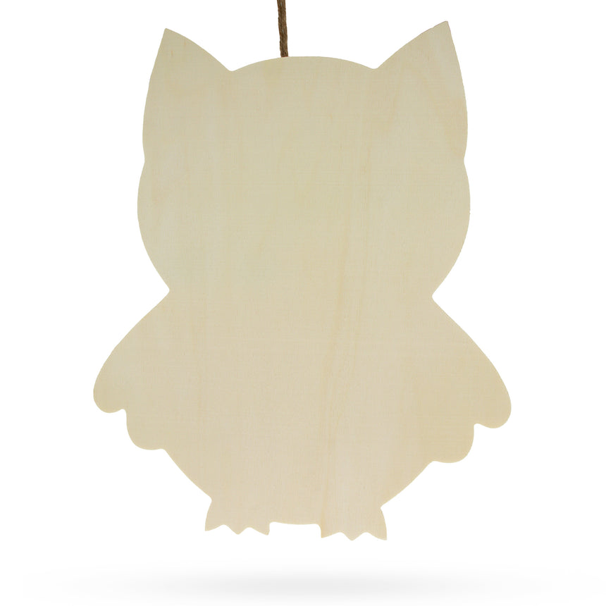 Unfinished Wooden Owl Shape Cutout DIY Craft 11 Inches in Beige color