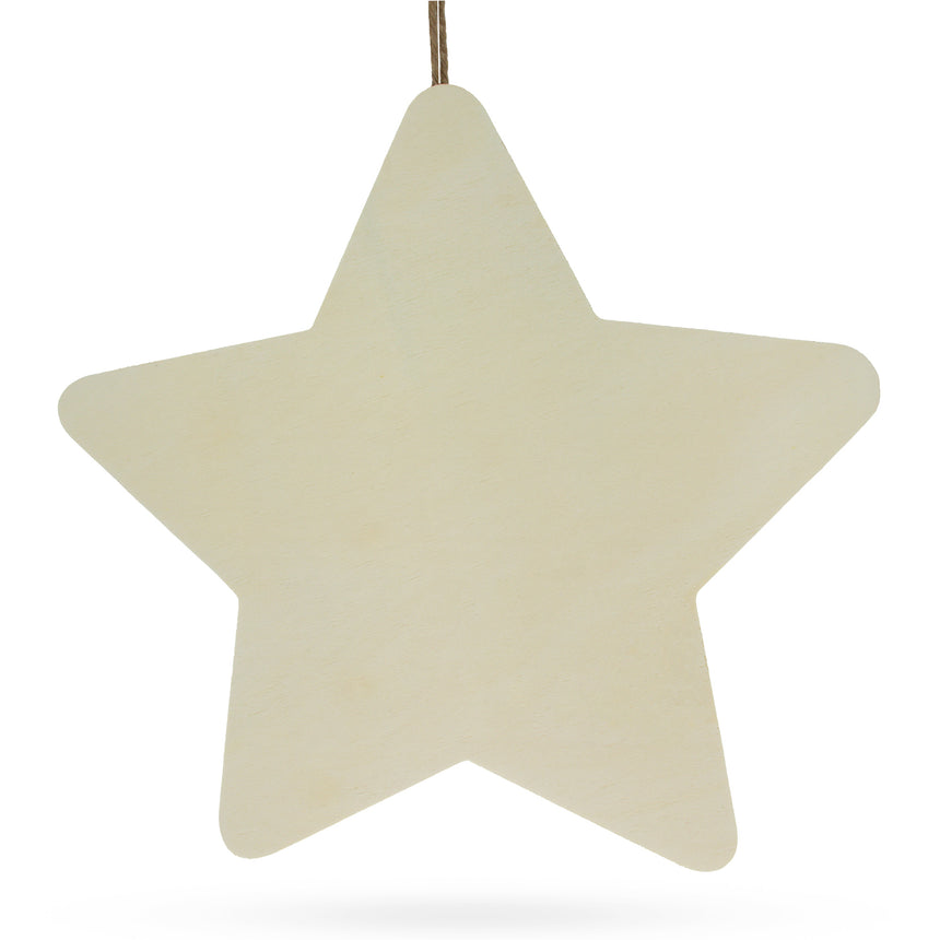 Unfinished Wooden Star Shape Cutout DIY Craft 10 Inches in Beige color Star