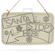 Blank Wooden Santa Stop Here Sign Display Board DIY Craft 9 Inches in Beige color