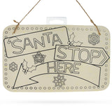 Blank Wooden Santa Stop Here Sign Display Board DIY Craft 9 Inches in Beige color