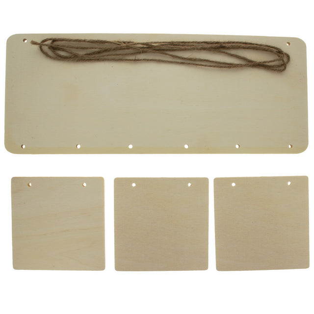 Unfinished Blank Wooden Hanging Plaque Rectangle with Squares Display Board DIY Craft 12.5 Inches in Beige color Square