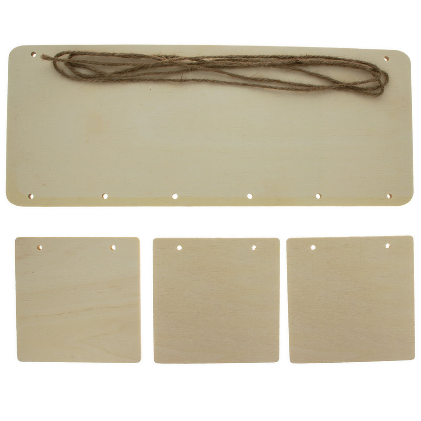 Unfinished Blank Wooden Hanging Plaque Rectangle with Squares Display Board DIY Craft 12.5 Inches in Beige color Square