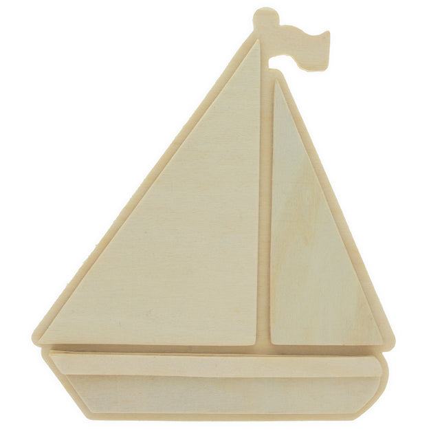 Unfinished Wooden Sailboat Shape Cutout DIY Craft 6.2 Inches in Beige color Triangle