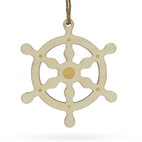 Wood Unfinished Wooden Ship Wheel Ornament DIY Craft 4 Inches in Beige color