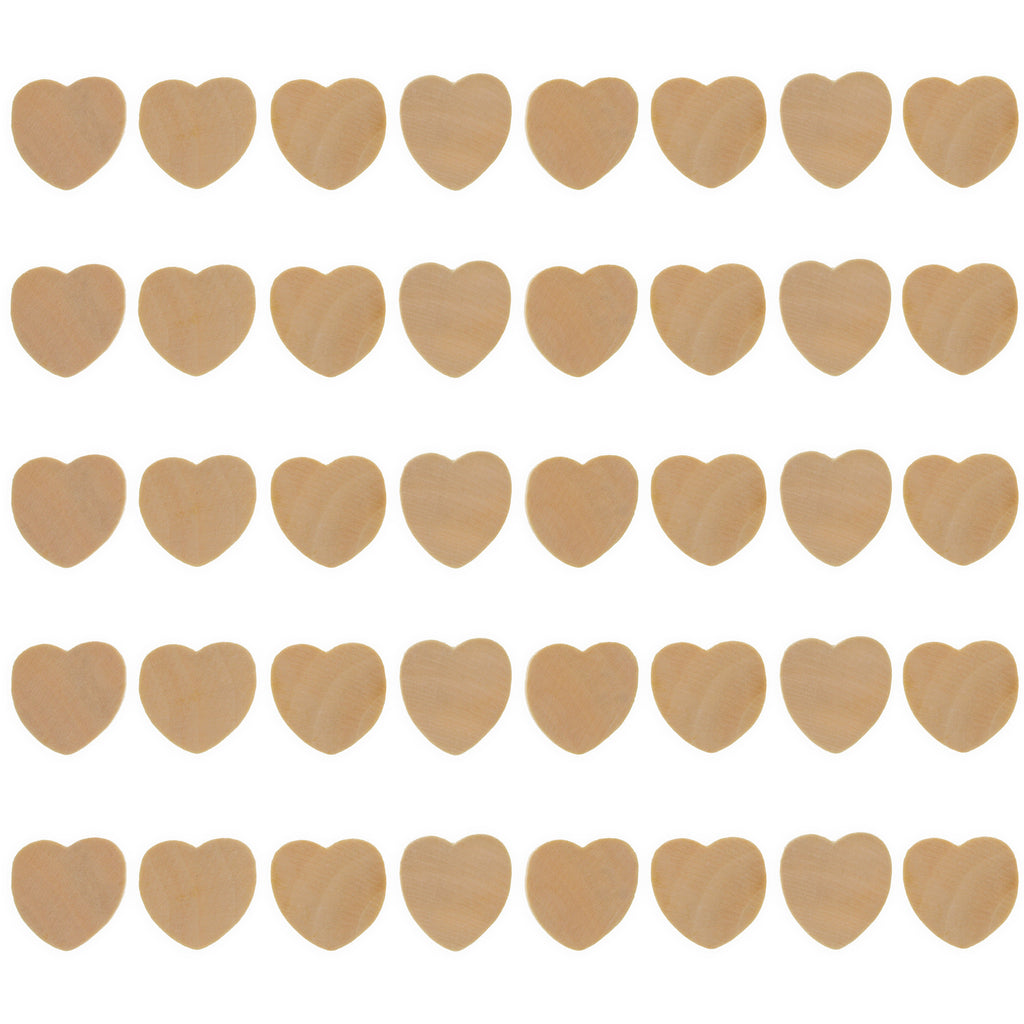 Unfinished Wooden Heart Shape Cutout DIY Craft 1 Inch in Beige color Heart