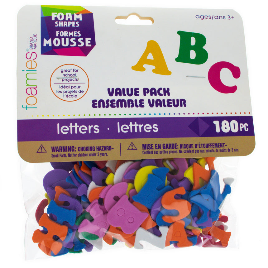 180 Foam Alphabet Letter Shapes Assorted Colors 0.8 Inch in Multi color