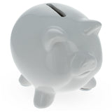 Unpainted White Ceramic Piggy Bank DIY Craft 4.2 Inches ,dimensions in inches: 3.4 x 4.2 x