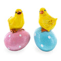 Set of 2 Chicks on Easter Egg Figurines 3.8 Inches in Multi color