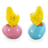 Set of 2 Chicks on Easter Egg Figurines 3.8 Inches , dimensions in inches: 3.8 x 2.45 x