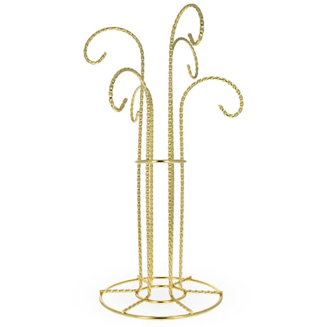6 Arm Gold Tone Twisted Brass Metal 6 Ornaments Stand 12 Inches in Gold color,  shape