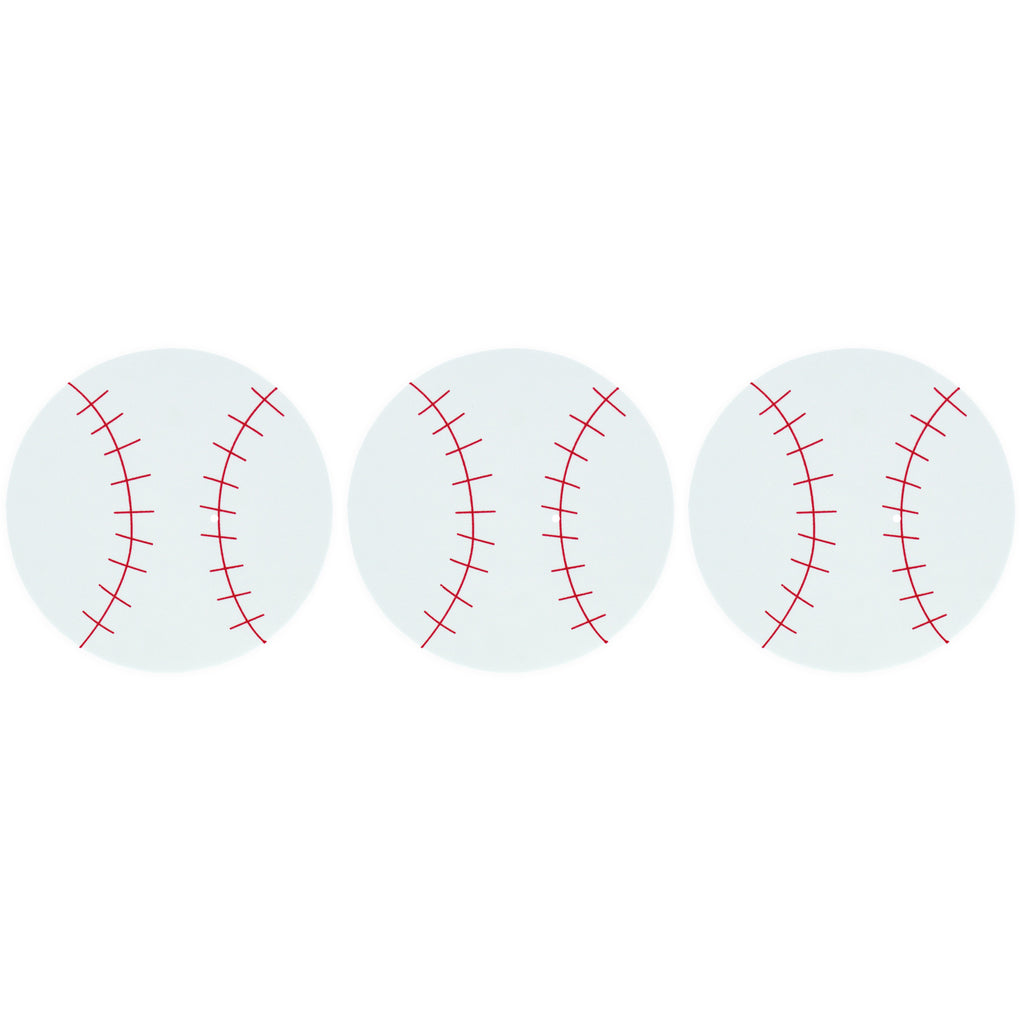 Set of 3 Foam Baseball Craft Cutouts 4.3-Inch DIY Crafts in White color Round