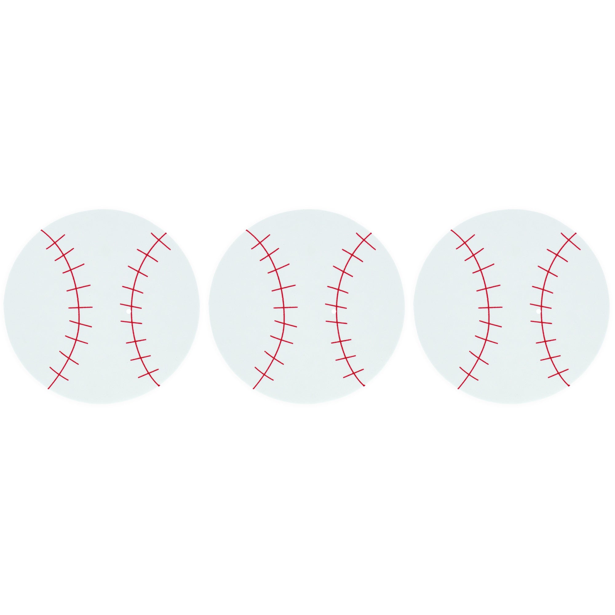 Set of 3 Foam Baseball Craft Cutouts 4.3-Inch DIY Crafts in White color Round
