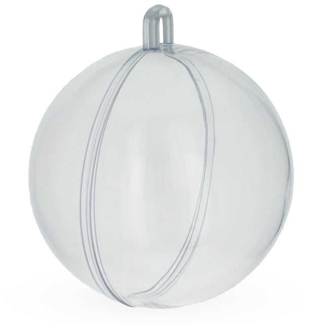 2.7-Inch Clear Plastic Fillable Christmas Ball Ornament for DIY Crafting in Clear color, Round shape