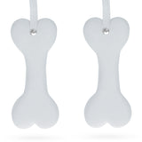 Set of 2 Blank Unfinished White Plaster Bone Christmas Ornaments DIY Craft 3.65 Inches in White color