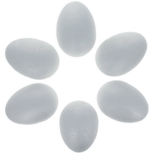 Styrofoam Set of 6 White Foam Eggs 2.3 Inches in White color Oval