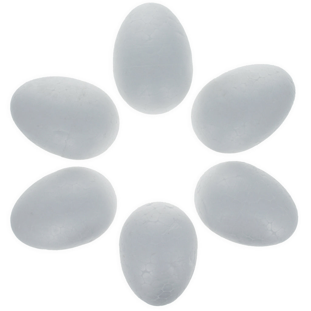 Set of 6 White Blank Styrofoam Eggs 2.3 Inches by BestPysanky