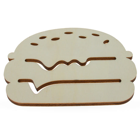 Unfinished Wooden Burger Shape Cutout DIY Craft 4.85 Inches in Beige color,  shape