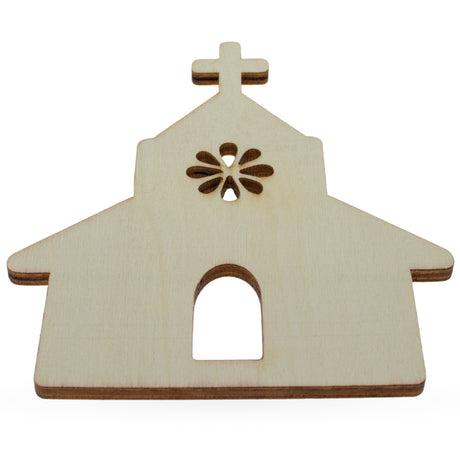 Wood Unfinished Wooden Church Shape Cutout DIY Craft 4.9 Inches in Beige color