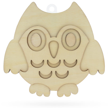 Wood Unfinished Wooden 3D Owl Shape Cutout DIY Craft 6.2 Inches in Beige color