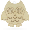 Unfinished Wooden 3D Owl Shape Cutout DIY Craft 6.2 Inches in Beige color