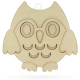 Unfinished Wooden 3D Owl Shape Cutout DIY Craft 6.2 Inches in Beige color