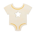 Unfinished Wooden Baby Outfit Shape Cutout DIY Craft 4.2 Inches in Beige color