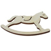 Wood Unfinished Wooden Rocking Horse Shape Cutout DIY Craft 4.4 Inches in Beige color