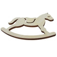 Unfinished Wooden Rocking Horse Shape Cutout DIY Craft 4.4 Inches in Beige color,  shape